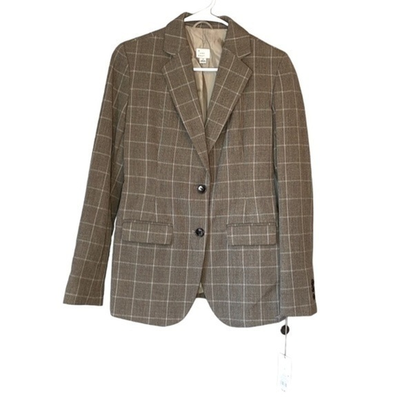 NWT A NEW DAY BROWN PLAID LINED BLAZER, SIZE 2 - Picture 1 of 9